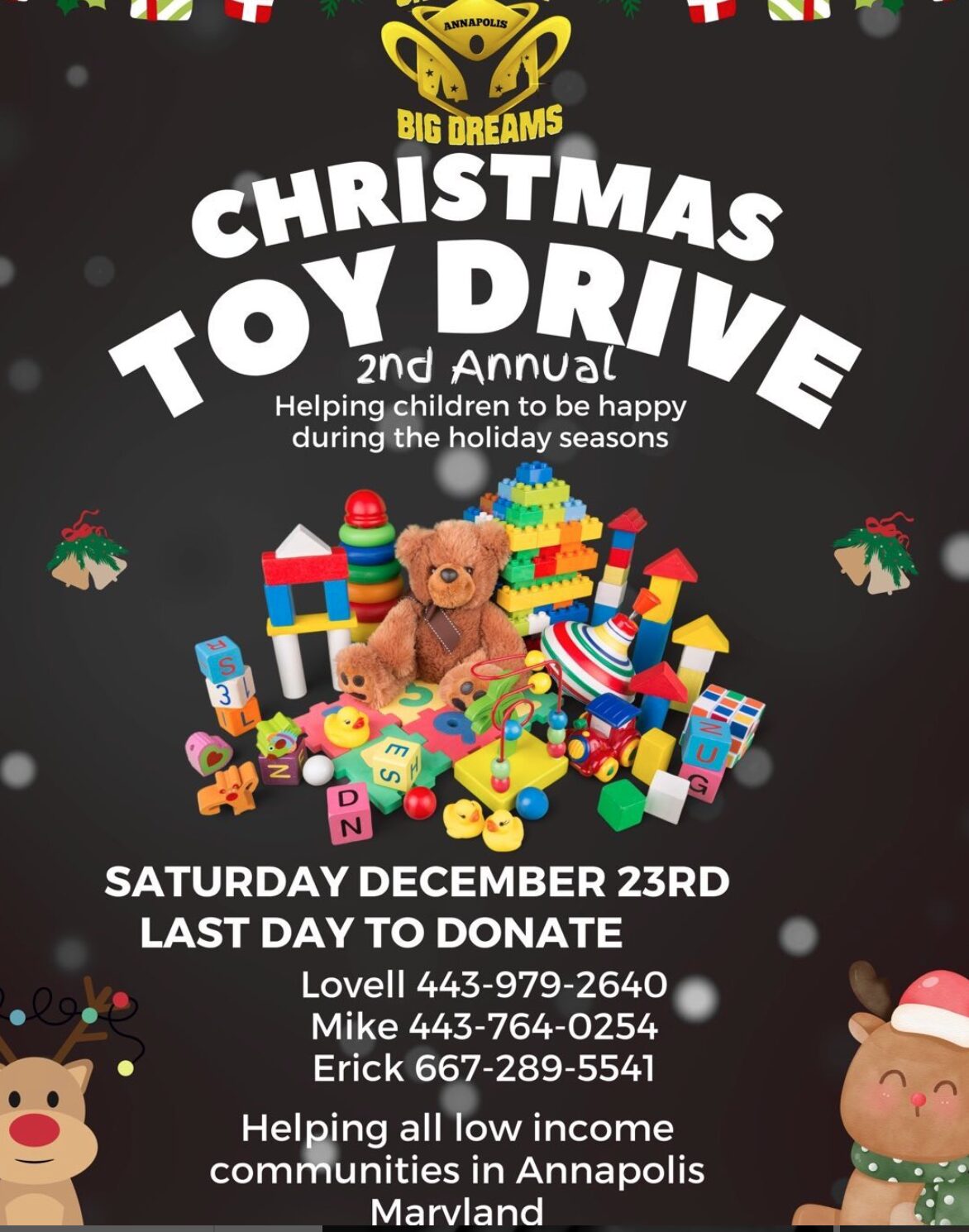 Post image for Christmas Toy Drive Ends December 23, 2023!