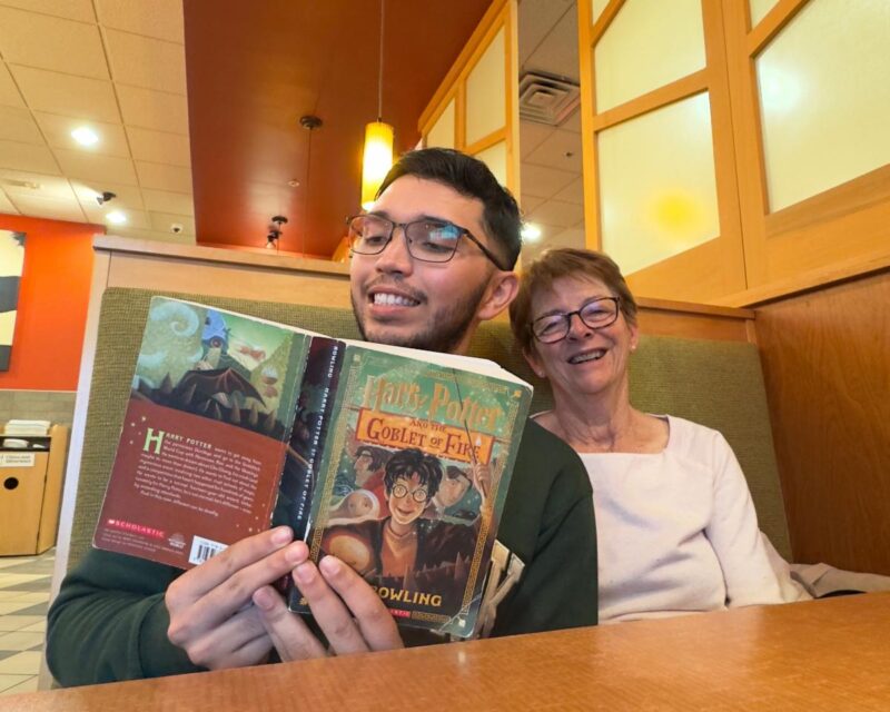 Rob and his tutor JoAnne at a recent session.